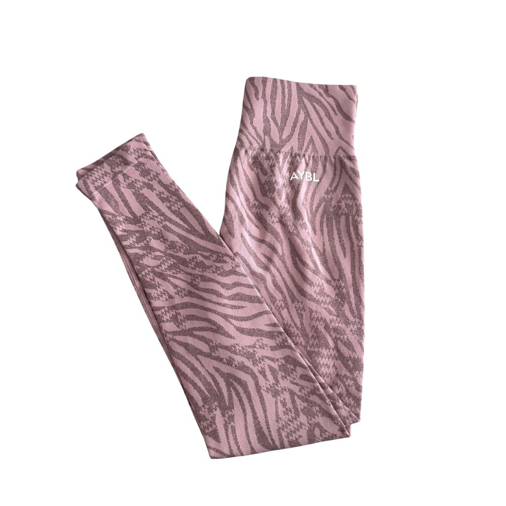 AYBL | Animal Seamless Leggings Womens S Pink Zebra Print High Rise Gym Active